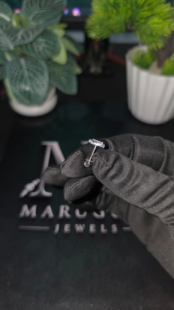 Square 925 Silver Lab Grown Diamond Mens Stud view 6