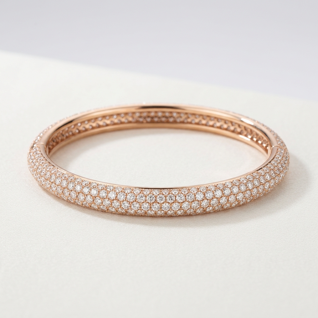 Elegance Rose Pavé Diamond Bangle