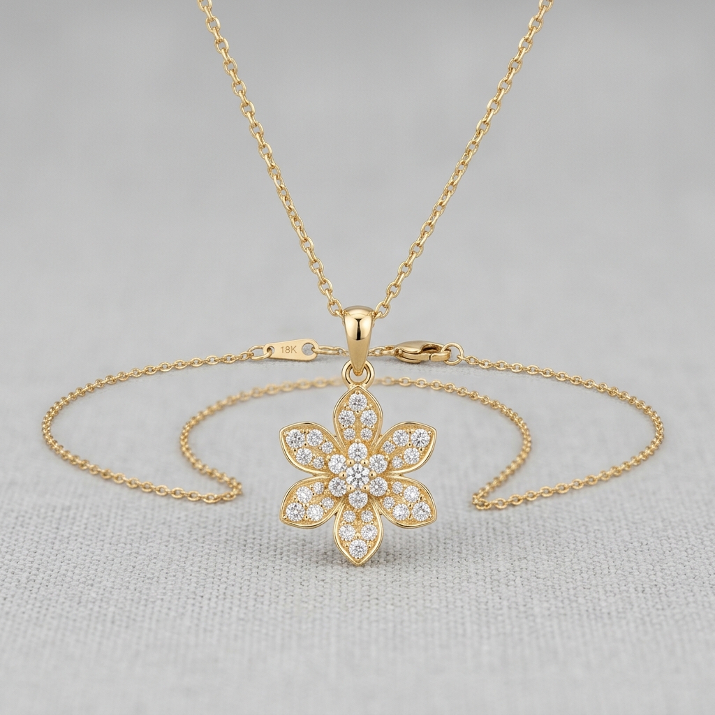 Bloom Floral Diamond Pendant Necklace